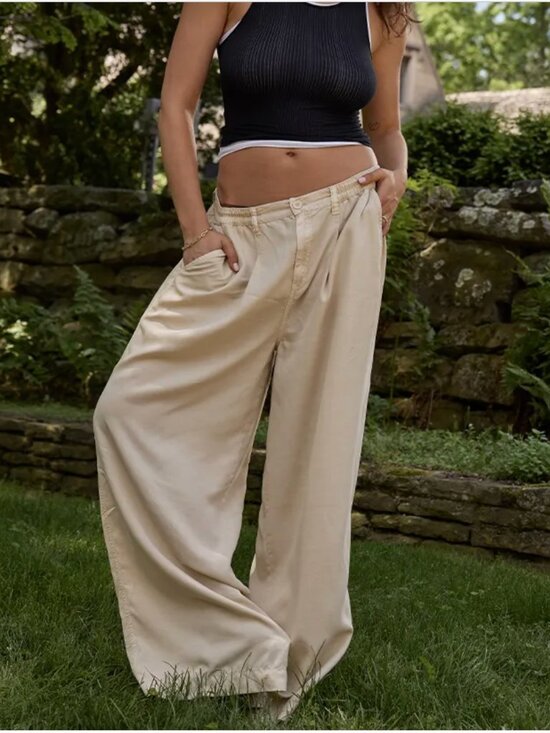 aerie Pants - Aerie Wide Leg Drapey Trouser Pants | Size Medium